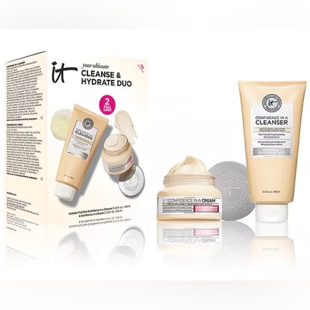 IT Cosmetics Confidence in a Cleanser + Cream Duo Full Size Skincare Set NIB